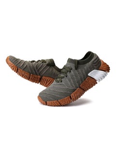 Beauenty Mesh Pattern Lace-Up Running Shoes Grey/Brown/Green  - Image 3