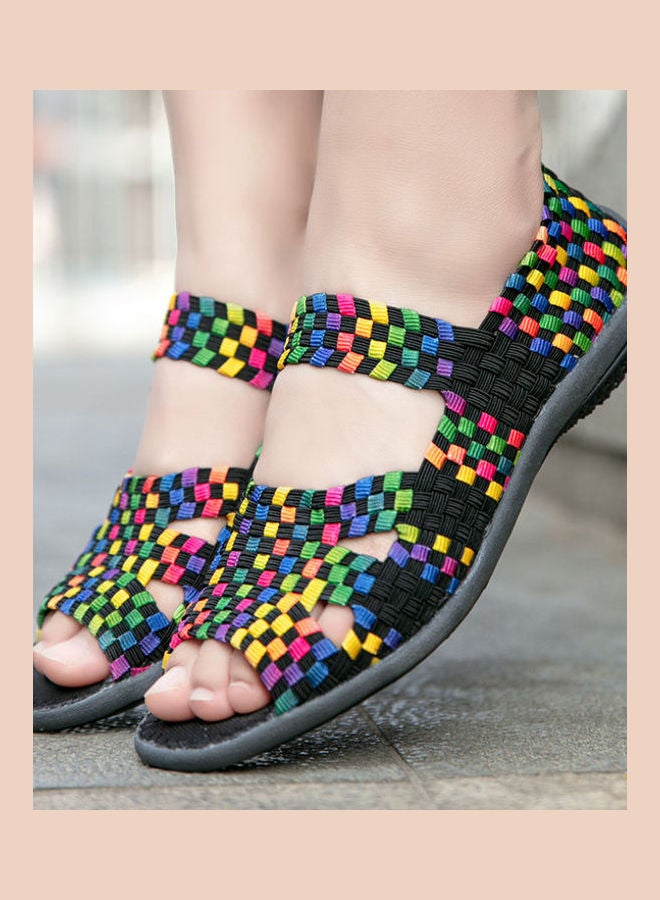 بيوينتي صندل منسوج كاجوال أسود/أصفر/أرجواني - Image 3