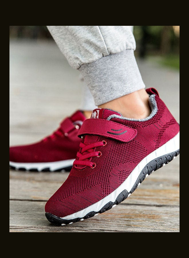 Beauenty - Women's Flat Bottomed Velcro Closure Running Trainers Red - Image 1