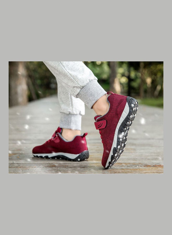 Beauenty - Women's Flat Bottomed Velcro Closure Running Trainers Red - Image 1