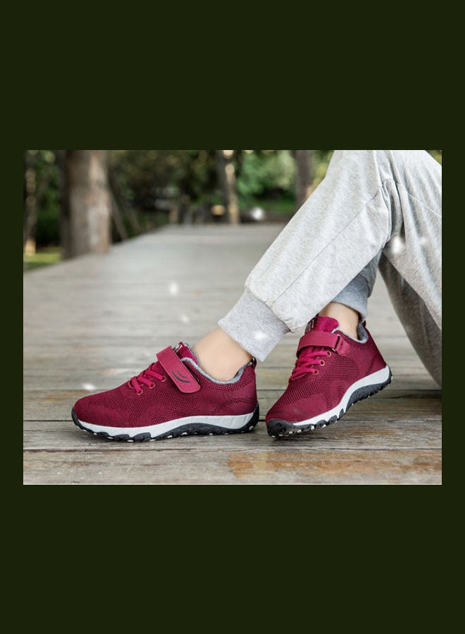 Beauenty - Women's Flat Bottomed Velcro Closure Running Trainers Red - Image 1