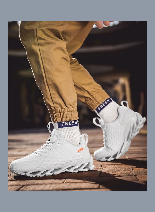 Beauenty Men's Casual Lace-Up Training Sport Shoes White - Image 5