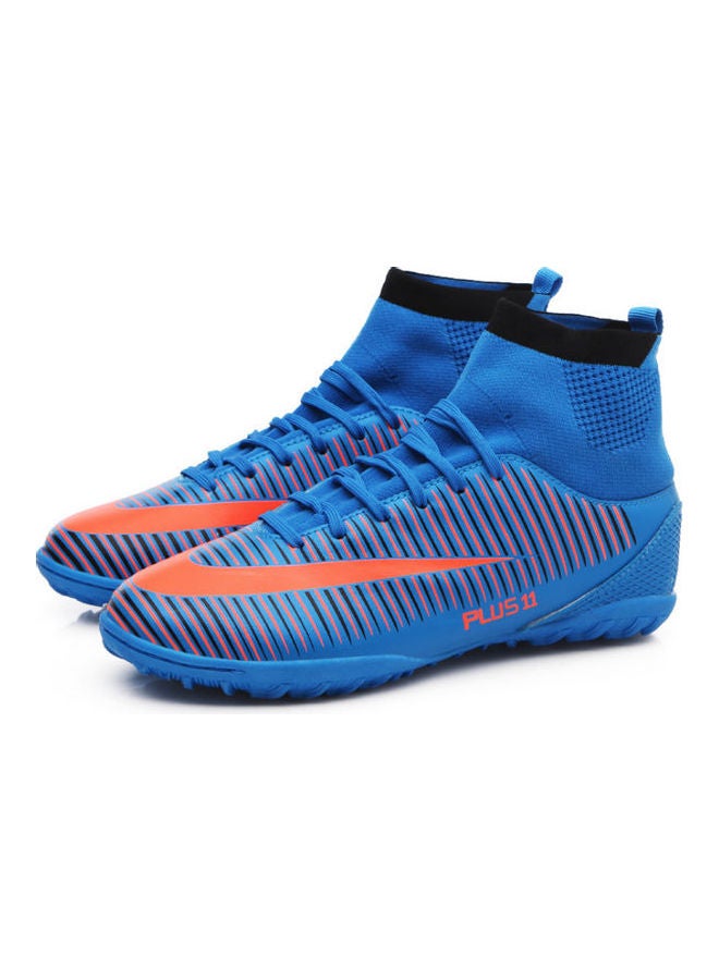 Beauenty High Top Lace-Up Football Shoes Blue/Orange/Black - Image 1
