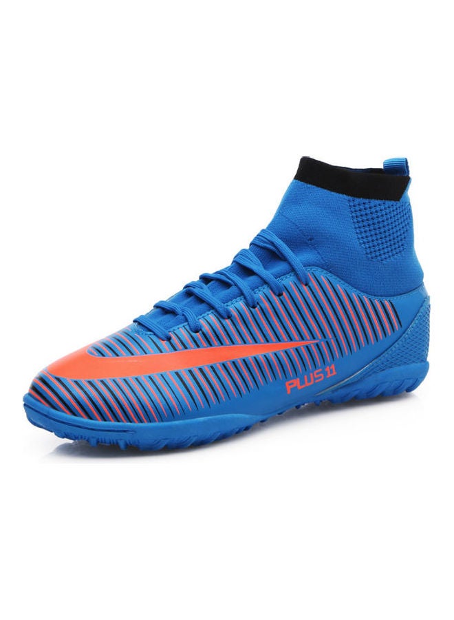 Beauenty High Top Lace-Up Football Shoes Blue/Orange/Black - Image 3