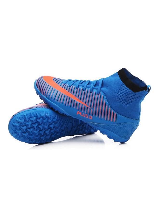 Beauenty High Top Lace-Up Football Shoes Blue/Orange/Black - Image 2