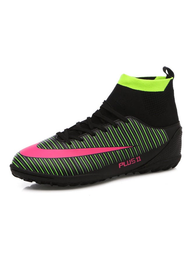 Beauenty High Top Lace-Up Football Shoes Black/Green/Pink - Image 1