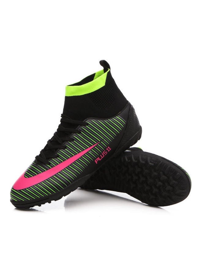 Beauenty High Top Lace-Up Football Shoes Black/Green/Pink - Image 3