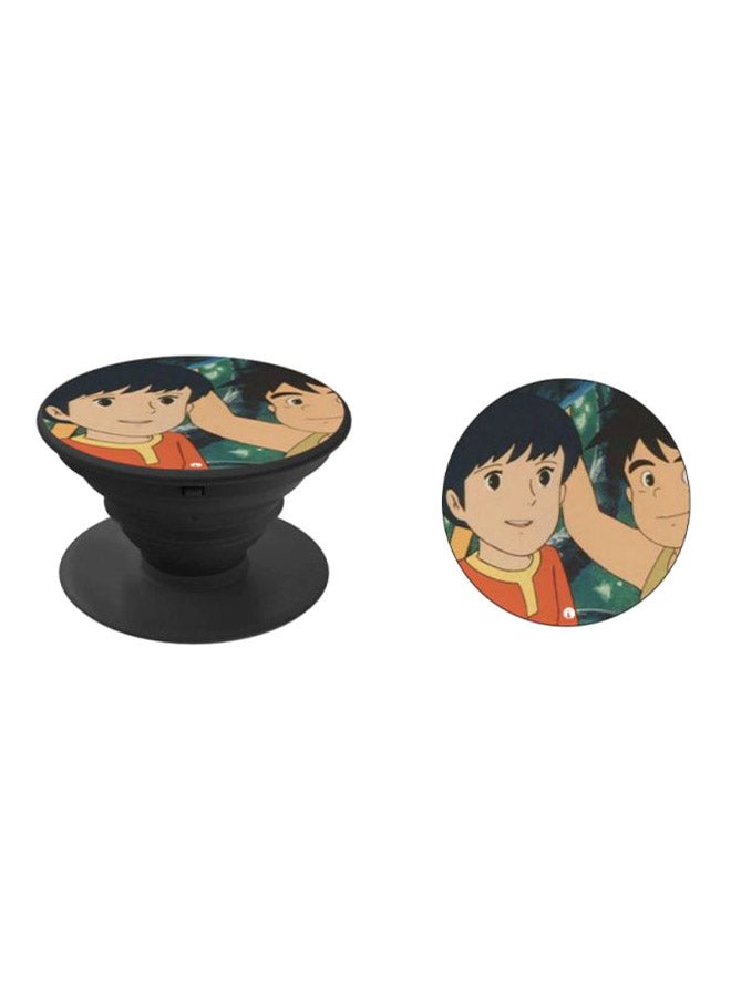 بي بي حامل هاتف يتمدد ويُفتح للخارج بمقبض بتصميم رسوم الكرتون المتحركة عدنان ولينا بيج/أخضر/برتقالي - Image 1