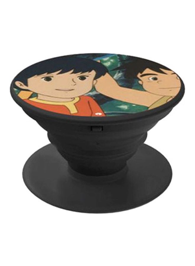 بي بي حامل هاتف يتمدد ويُفتح للخارج بمقبض بتصميم رسوم الكرتون المتحركة عدنان ولينا بيج/أخضر/برتقالي - Image 2