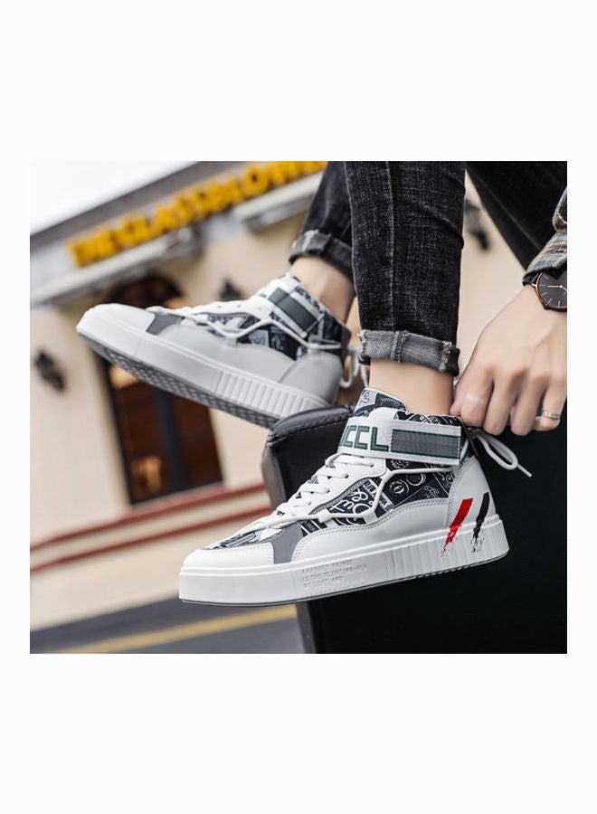 Beauenty Lace-Up High Top Sneakers White/Black/Red  - Image 5