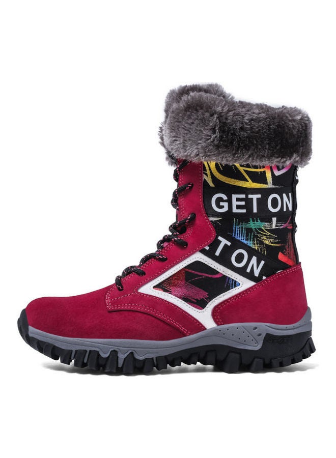 Beauenty Waterproof Effect Warm And Light Snow Boots Red/Grey/White  - Image 1