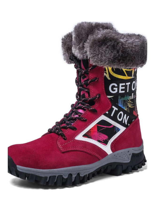 Beauenty Waterproof Effect Warm And Light Snow Boots Red/Grey/White  - Image 2