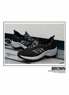 Beauenty Mesh Detail Round Toe Slip-On Running Shoes Black/White  - Image 5