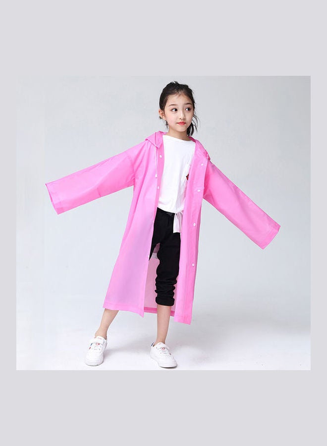 Kids Thick Reusable Hooded Raincoat Pink - Image 1
