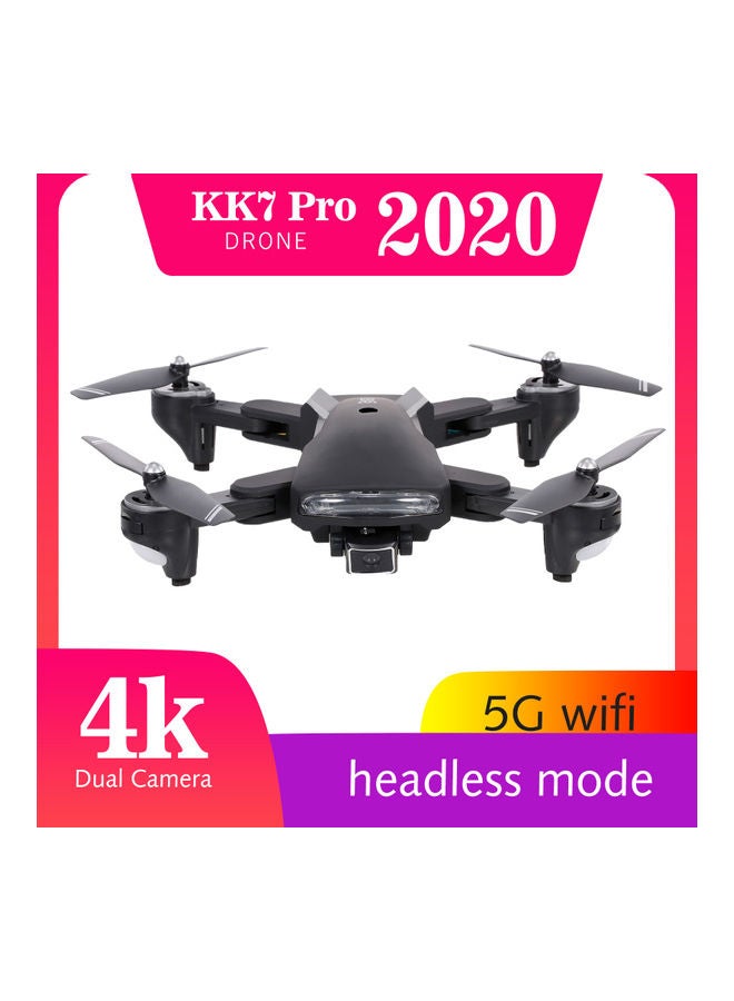 ماركة غير محددة - طائرة درون KK7 Pro تعمل بجهاز تحكم عن بعد مزودة بكاميرا مزدوجة 4K 5G قابلة للطي بالواي فاي ونظام تحديد المواقع  لتحديد موقع التدفق البصري للمروحية رباعية التي تعمل بجهاز تحكم عن بعد مع وضع بدون الرأس ونقطة الطريق لتتبع الوضع المحيطي تتضمن حقيبة تخزين - 3 بطاريات - Image 1