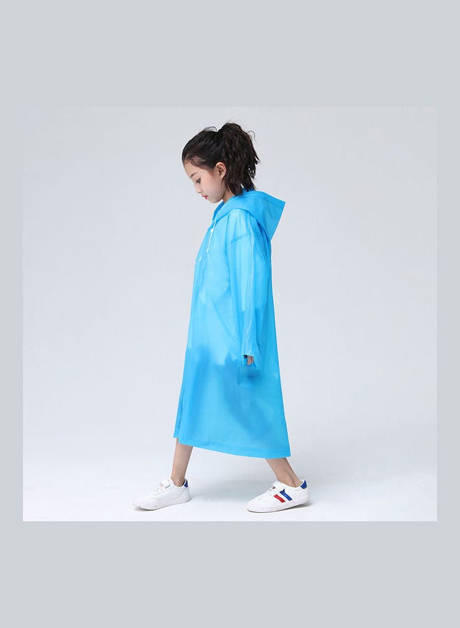 Kids Thick Reusable Hooded Raincoat Blue - Image 2