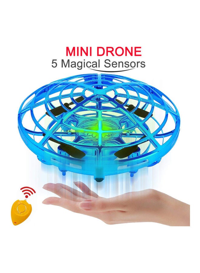 طائرة درون صغيرة UFO تعمل بالتحكم فيها عن بعد يدوياً، بتصميم طائرة مروحية رباعية تعمل بالحث بالأشعة تحت الحمراء، لون أزرق 16*7*15سم - Image 4