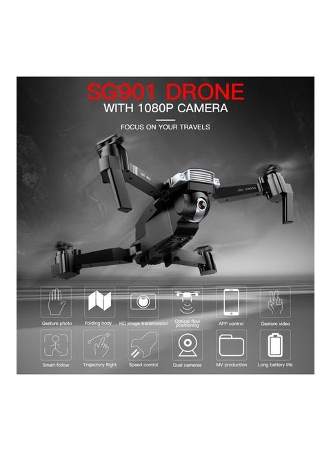 SG901 Drone with Camera 1080P Drone Optical Flow Positioning MV Interface Follow Me Gesture Photos Video RC Quadcopter 3 Batteries 25.5*12*21.3cm