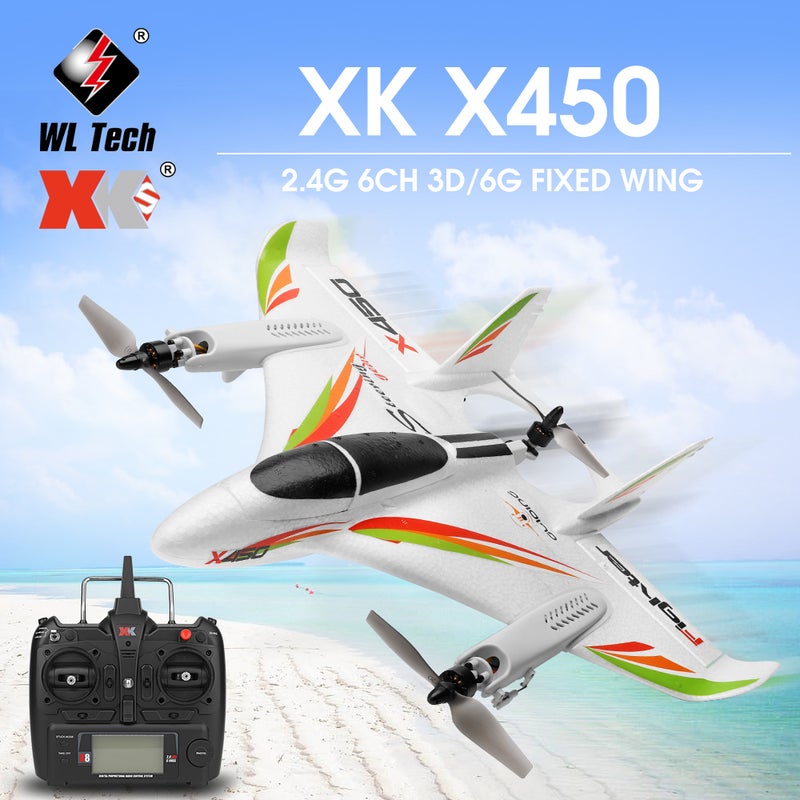 WLtoys - WLtoys XK X450 RC Airplane RC Glider Fixed Wing  Aircraft with 3 Models 2.4G 6CH 3D/6G RC Helicopters Vertical Takeoff  RTF 48.5*13*48.5cm - Image 1