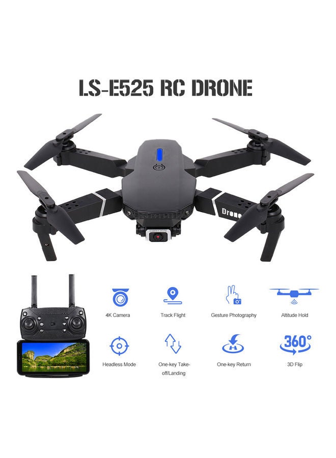 Generic - LS-E525 RC Drone with Camera 4K Camera WiFi FPV Drone Headless Mode Altitude Hold Gesture Photo Video Track Flight 3D Filp RC Qudcopter with 3 Batteries Black - Image 1