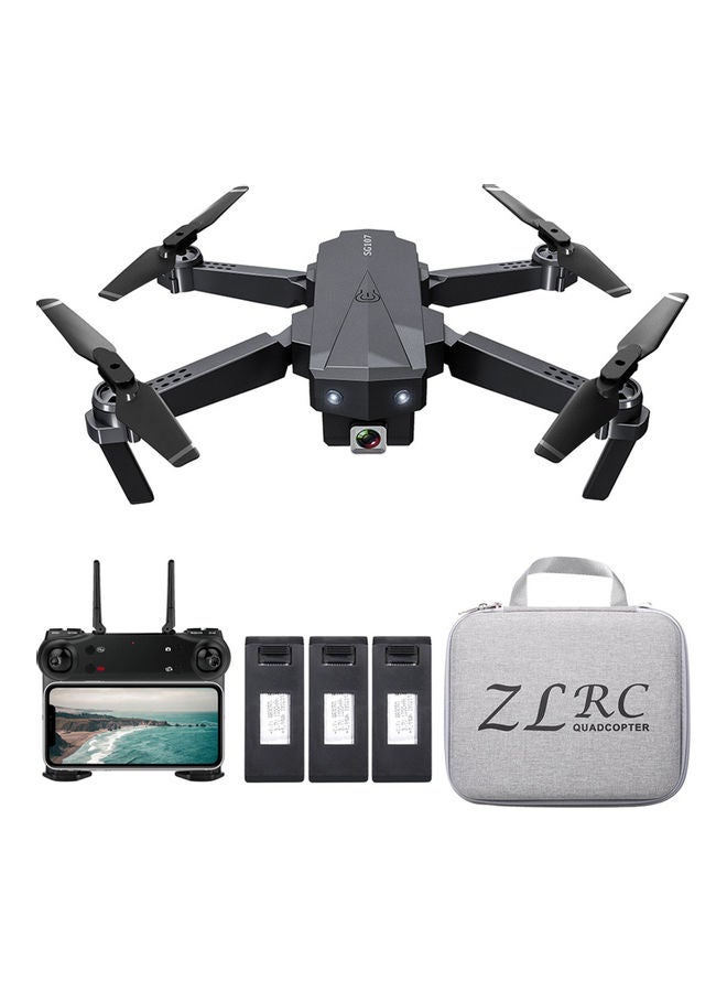 Generic SG107 Foldable Mini Drone with Camera 4K HD Indoor RC Quadcopter APP Control with Headless Mode 360°  Rotation Trajectory Flight for Adults Kids Beginners Great Gift Toy with Bag 3 Batteries  - Image 1