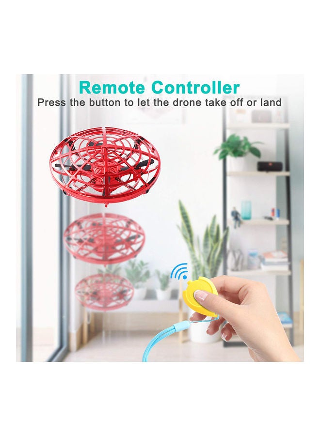 طائرة درون UFO صغيرة تعمل باليد بجهاز تحكم عن بعد تعمل بالتحكم عن بعد على شكل طائرة مروحية رباعية تعمل بالأشعة تحت الحمراء، لون أحمر - Image 5