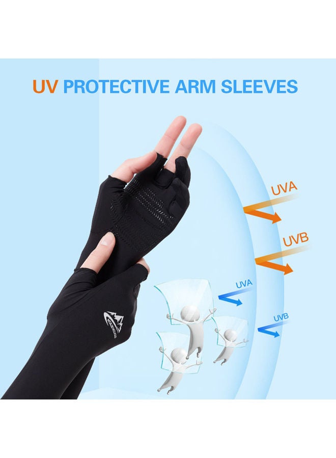 Generic Cooling Long Arm Sleeves with Ergonomic Fingers Men Women UV Sun Protection Cover  M 17*2*12.5cm  - Image 3