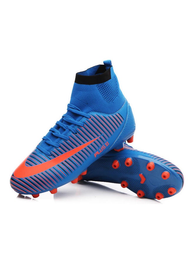 Beauenty High Top Football Trainers Blue/Orange - Image 3