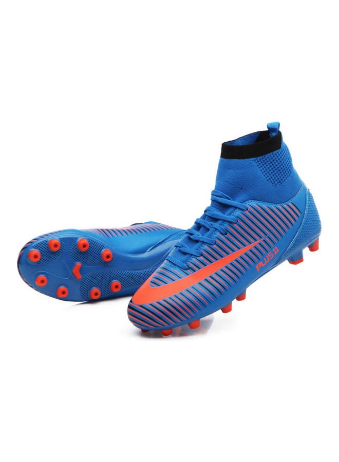 Beauenty High Top Football Trainers Blue/Orange - Image 4