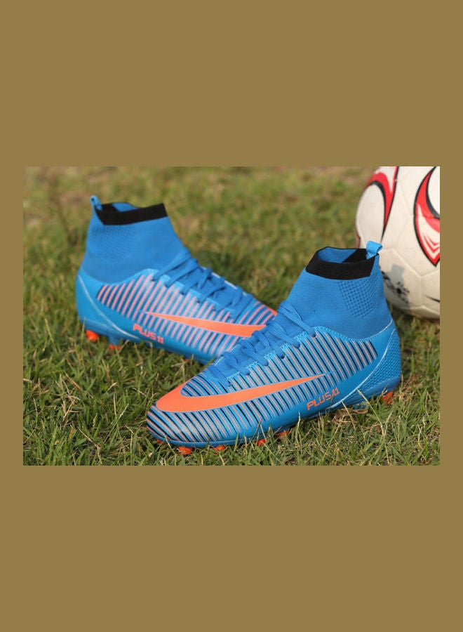 Beauenty High Top Football Trainers Blue/Orange - Image 5