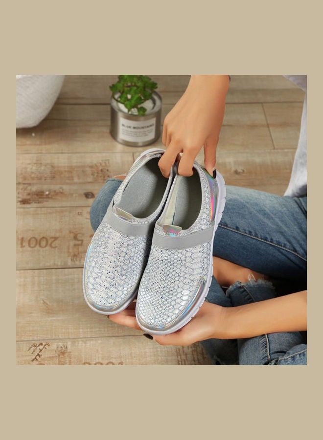 Beauenty - Snake Skin Pattern Board Slip-Ons Grey - Image 1