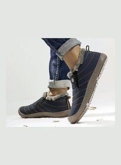 Beauenty Waterproof Plush Slip-On Snow Boots Blue/Brown  - Image 4