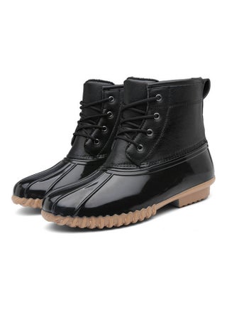 حذاء بوت للثلج برباط وبتصميم دائري عند مقدمة الحذاء أسود - v1606157799/N42526739V_1