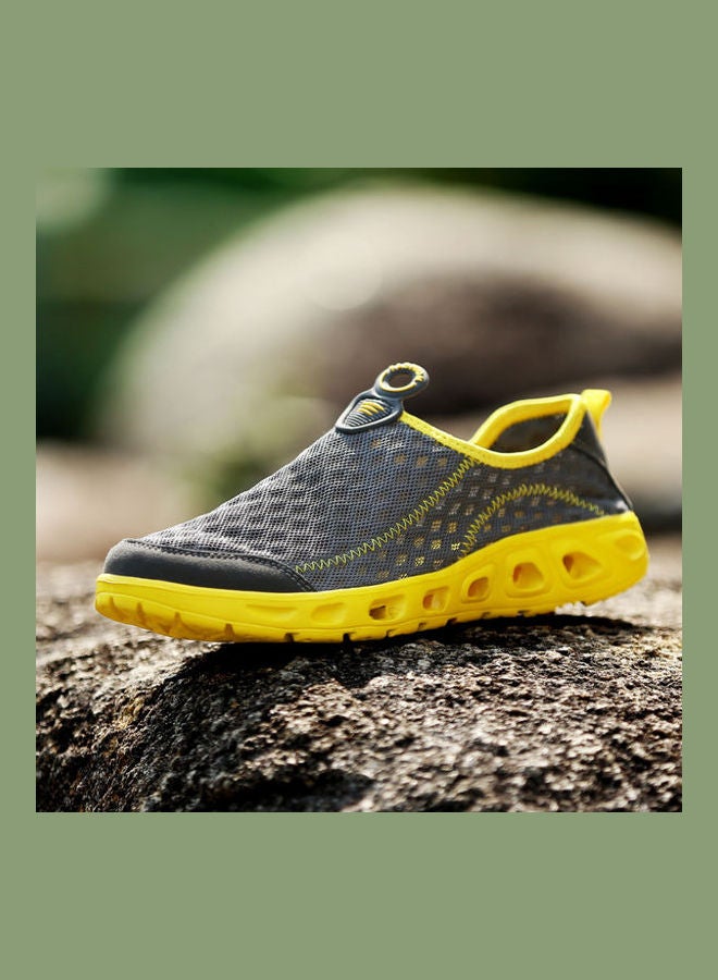 Beauenty Mesh Detail Lightweight Slip-On Shoes Grey/Yellow - Image 2