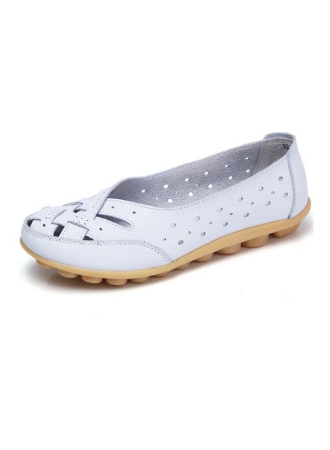 Round Toe Slip-On Comfort Shoes White
