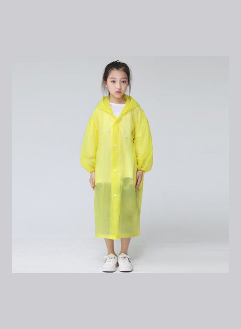Kids Thick Reusable Hooded Raincoat Yellow