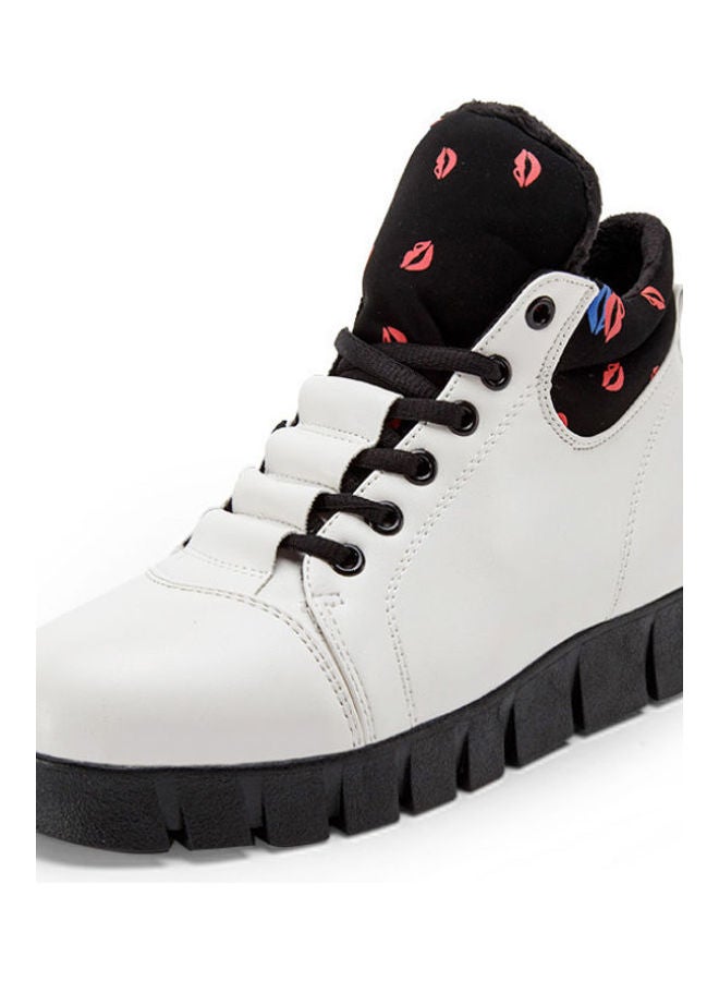 Beauenty Winter Flat Lace-Up Casual Boots White/Black  - Image 4