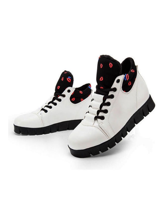 Beauenty Winter Flat Lace-Up Casual Boots White/Black  - Image 1