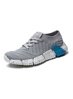 Beauenty Mesh Pattern Lace-Up Running Shoes Grey/White/Blue  - Image 1