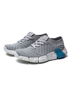 Beauenty Mesh Pattern Lace-Up Running Shoes Grey/White/Blue  - Image 2