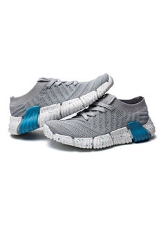 Beauenty Mesh Pattern Lace-Up Running Shoes Grey/White/Blue  - Image 3