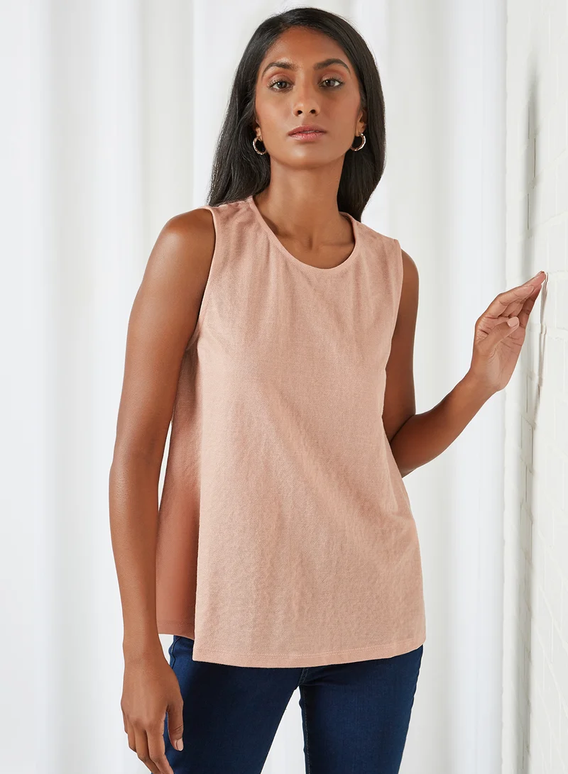 KOTON Plain Crew Neck Cami Rose