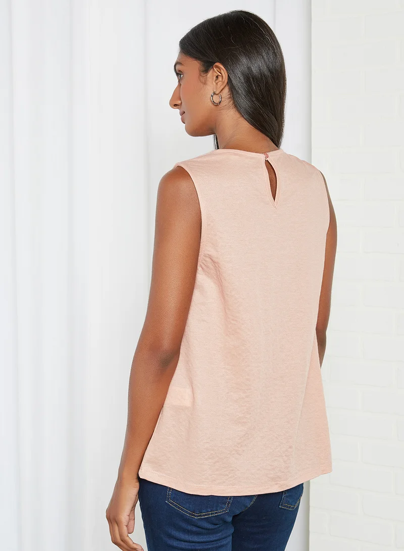 KOTON Plain Crew Neck Cami Rose
