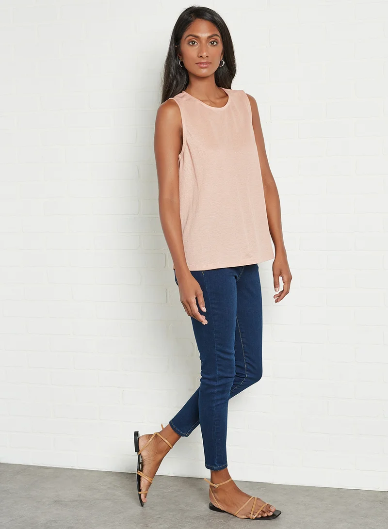 KOTON Plain Crew Neck Cami Rose