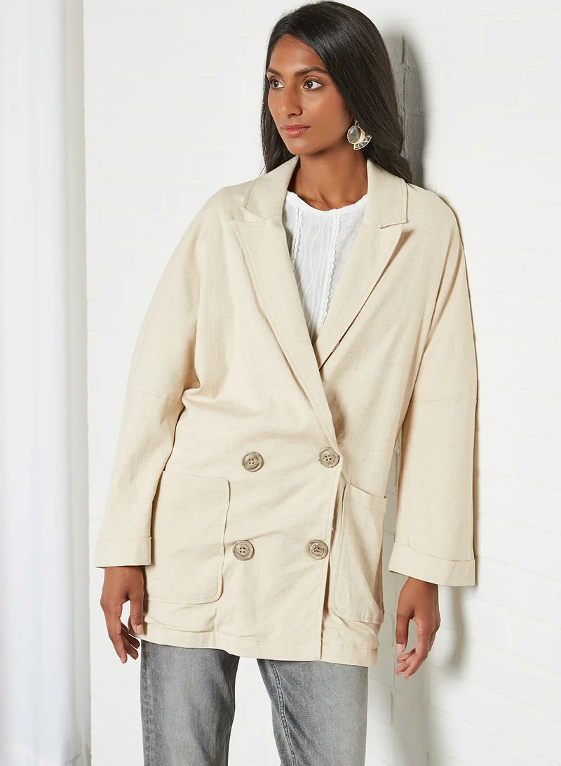 KOTON Button Detailed Trench Coat Beige