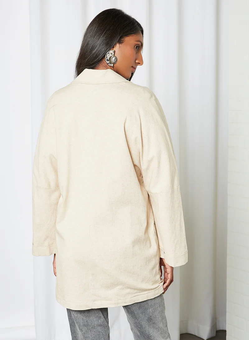 KOTON Button Detailed Trench Coat Beige