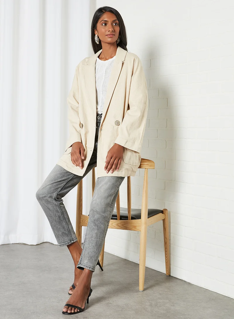 KOTON Button Detailed Trench Coat Beige