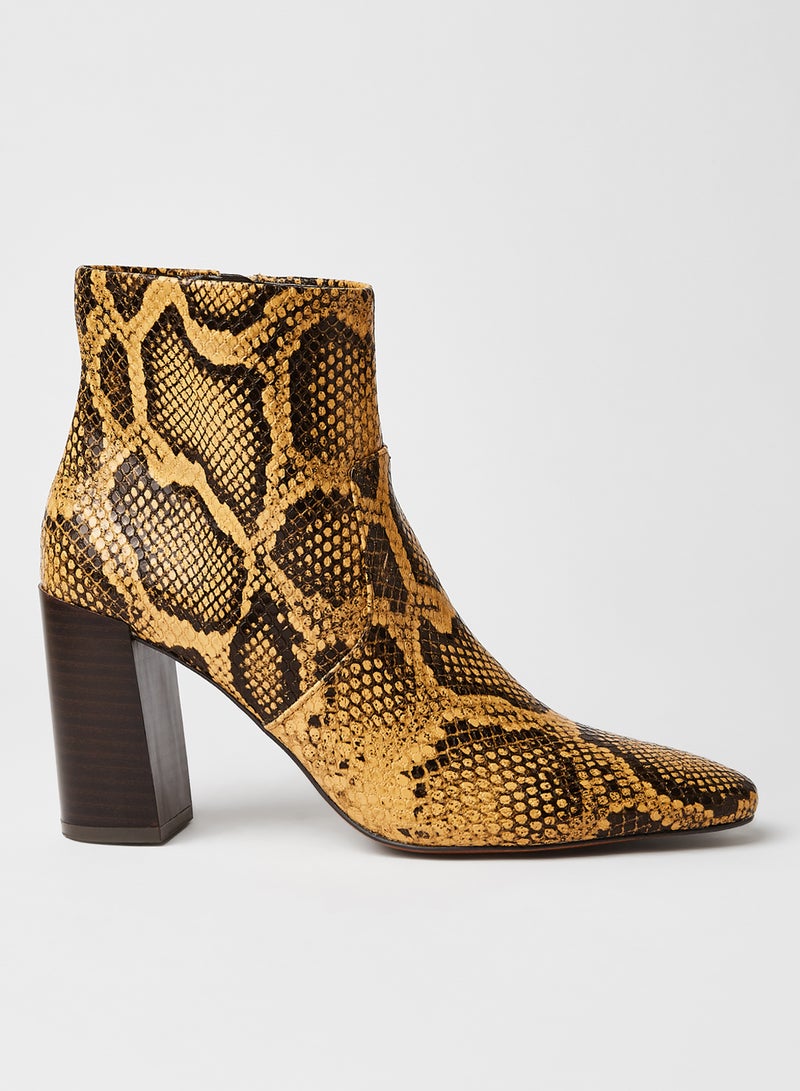 MANGO - Snake Skin Block Heel Ankle Boots Reptile - Image 1