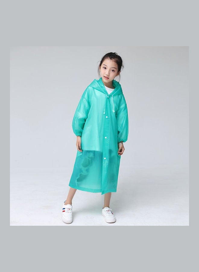 Kids Thick Reusable Hooded Raincoat Green - Image 1