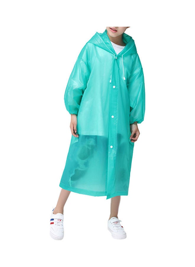 Kids Thick Reusable Hooded Raincoat Green - Image 2